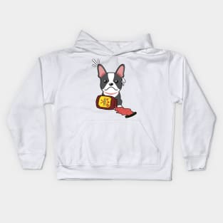 Cute French Bulldog spilled a jar of BBQ Sauce Kids Hoodie